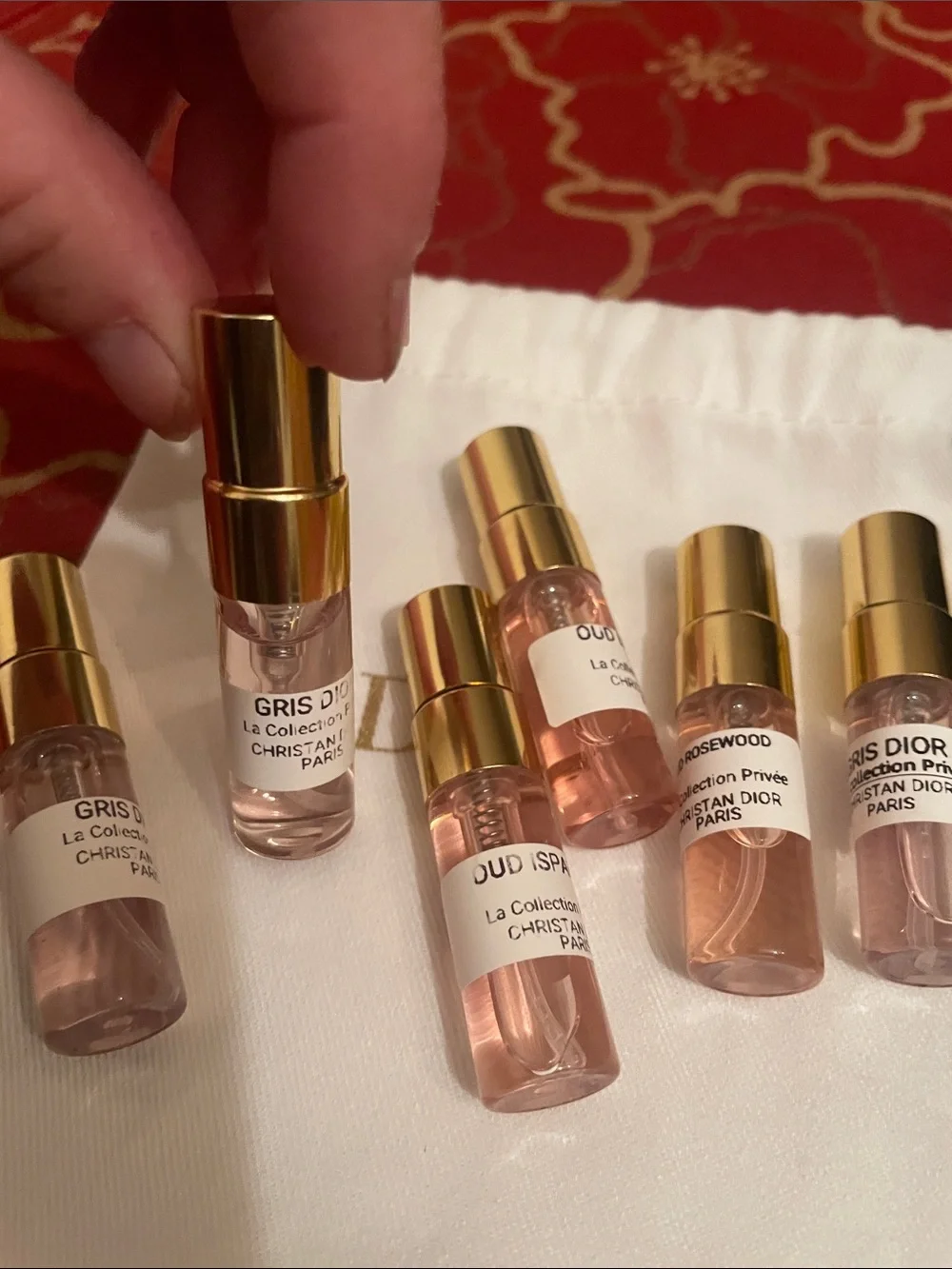 Dior La Collection Privée Travel Spray Vial Set - Pink with Gold Caps and Gucci